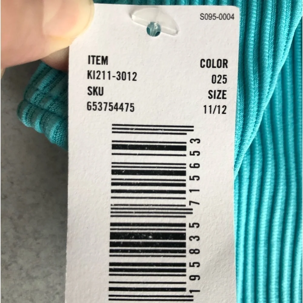 Abercrombie Kids Swimwear One-Shoulder Swimsuit Ribbed Cut Out Teal Size 11/12